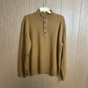 UNTUCKit La Frenz 100% Cashmere Fisherman Cableknit Sweater Men's XL Beige Tan